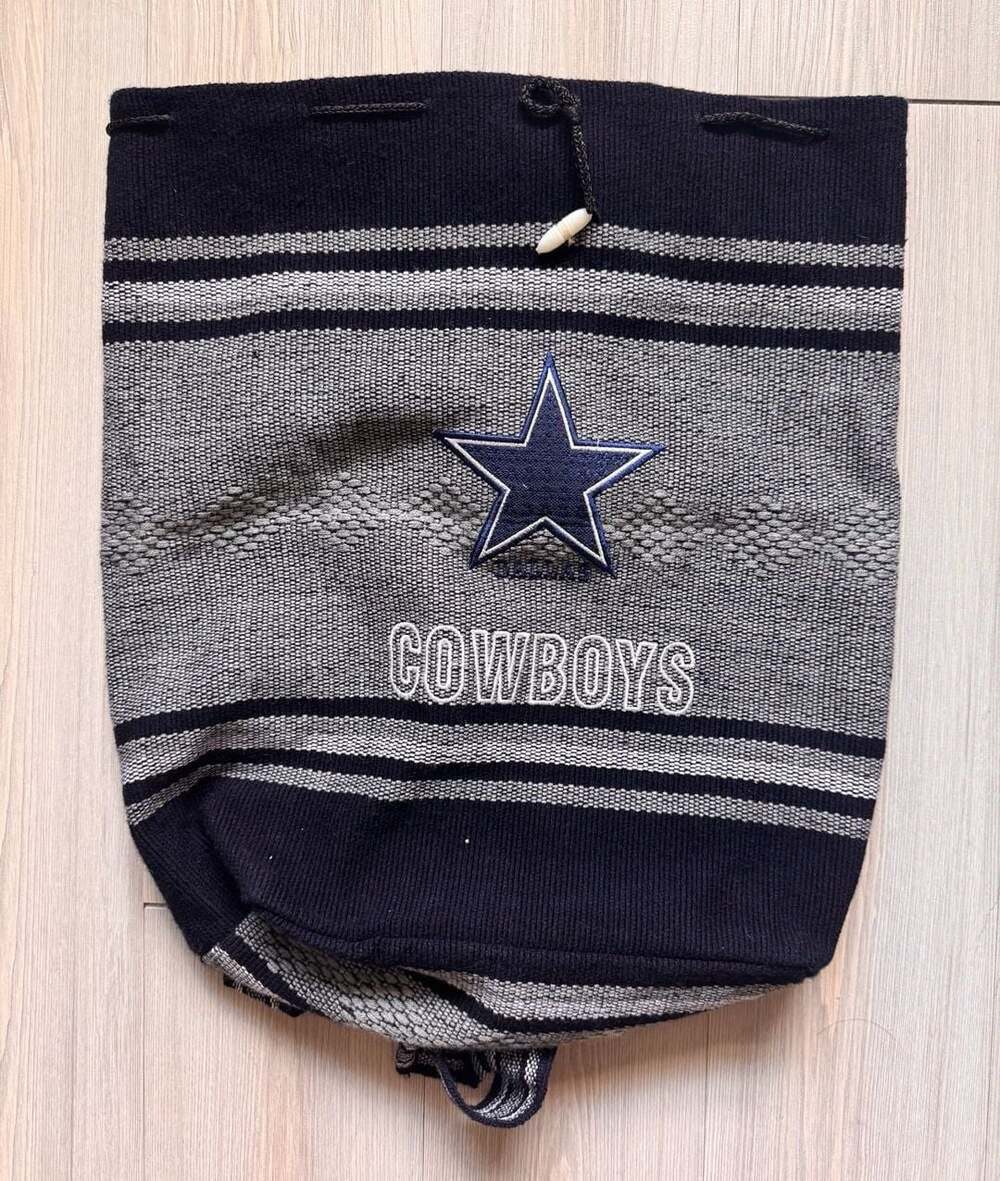 NFL Dallas Cowboys Knit Drawstring Backpack Gray Black Embroidered